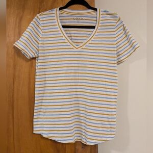 LOFT Striped Cotton V-Neck T-Shirt